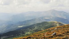 Landscape mountains nature hills grass stones trees Custom Gaming Mat Desk picture