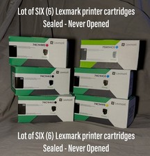 NEW*SEALED*6-Lexmark  High Yield 74C1HK0,  74C1HC0,  74C1HY0,  74C1HM0 + 75M1HCO picture