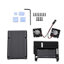 Metal Black Case Shell Box W/ Dual Fan Heatsink For Raspberry Pi 4 Model B 4B; picture
