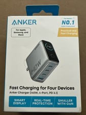 Anker Phone Laptop Charger 140W 4-Port PD 3.1 Silver Smart Display picture