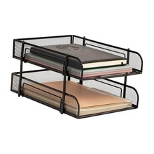Stackable Paper Tray, Desktop Organizer, File Storage, Office, Metal Black picture