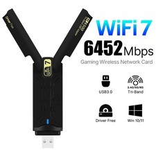 Tri-band USB 3.0 BE6500 WiFi 7 Gaming Adapter 6500Mbps 802.11BE WiFi Dongle Card picture