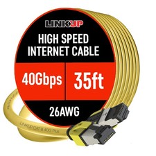 LINKUP Cat8 Ethernet Cable 35FT 40Gbps 26AWG S/FTP RJ45 Patch Cord Yellow picture
