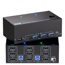 8K HDMI KVM Switch 3 Monitors 2 Computers 4K120Hz Triple Monitor KVM Switch picture
