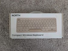 North Wireless Keyboard Compact Pebble Keys Cream + Gold NIB Open Box picture