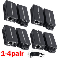 Fiber 1-4Pair  Media Converter Gigabit 100/1000Mbps SC to RJ45 20KM With Sockets picture