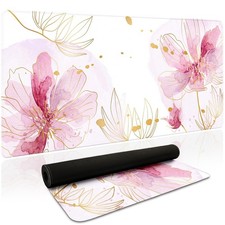 35.4x15.7 Inch Aesthetic Floral Pink XXL Waterproof Extended Desk Mousepad picture