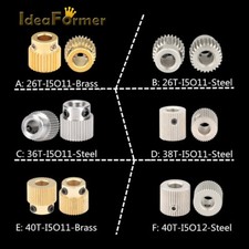 2Pcs MK7 MK8 Extrusion Gear 26/36/38/40Tooth Brass/Steel Drive Gear Feeder Gear. picture