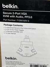 🔥 BELKIN F1DN102V-3• Secure 2 Port VGA KVM With Audio • PP3.0  New picture