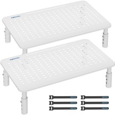 BONTEC Monitor Stand 2 Pack Height Adjustable Metal Riser 14.5” x 9.1”, White  picture