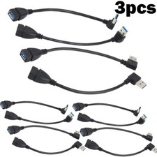 3pcs 8in USB 3.0 A-Male Right-Angle to A-Female Short Extension Cable picture