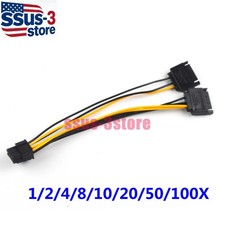 Dual 15Pin SATA Male to PCIe 8Pin(6+2) Male Video Card Adapter Power Cable 20cm picture