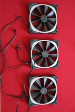 Lot of 3 NZXT Aer RGB 2 140mm PWM Case Fans HF-28140-B1 Black + RGB Cables picture