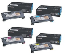 4 x Genuine Lexmark Toner C500n C502n X500 X502n / C500H2KG - C500H2YG Original Box picture
