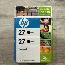 HP HEWLETT PACKARD Ink Cartridges Black 27 (C9322FN) Twin Pack BB Date 12/2009 picture