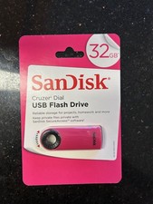 SanDisk Cruzer Dial USB 2.0 Flash Drive - Pink - 32GB - NEW- in original packing picture