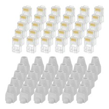 30Pack Cat6 RJ45 Pass Through Connectors with 30Pack Blue Strain Relief Boots picture