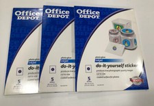 3 Pk Office DEPOT photo glass inkjet do-it-yourself stickers 5 Sheets 8.5X11 in picture