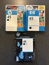 Sealed Lot of 3 Genuine HP 45 Black Ink Cartridges - EXP 9/10, 6/12, 4/06 picture