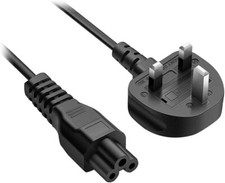 C5 UK 3 PRONG CLOVER LAPTOP POWER LEAD CORD CABLE for Laptop Adapter 3  pin picture