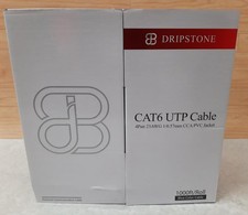 Dripstone 1000 Ft Roll CAT6 UTP Cable 4Pair 23AWG 1/0.57mm CCA PVC Jacket Blue picture