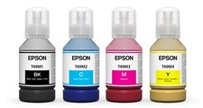 GENUINE OEM Epson Dye Sublimation CMYK 140 ml 4-Ink Set For F170 & F570 (T49M) picture