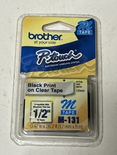 Brother M131 M 12mm black on clear P-touch tape PT55 PT65 PT70 PT80 PT85 PT90 picture