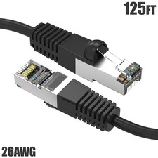 125FT Cat5E RJ45 Network LAN Ethernet Shielded Patch Cable Molded 26AWG Black picture