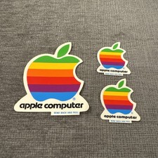 3 Vintage New  Apple Computer Rainbow Stickers Logo Decal 1980s picture