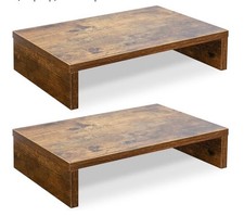 TEAMIX 2-Pack Monitor Stand Riser 20 inch, Wooden Tabletop Shelf, Brown picture