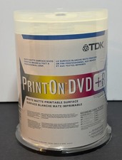New Sealed TDK PrintOn DVD+R 8x 4.7GB White Matte Printable 100 Pack Spindle picture