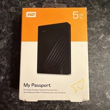 Western Dig Passport Port HD , 5TB Blk WDBPKJ0050BBK-WESN  New Factory Sealed picture