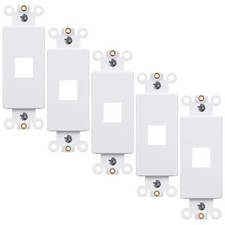 5x 1 Port Hole 1-Gang Keystone Jack Wall Plate Insert Decora Style Modular White picture
