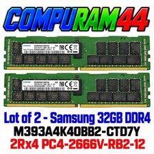 Lot 2x Samsung M393A4K40BB2-CTD7Y 32GB DDR4 2Rx4 PC4-2666V ECC RDIMM Server RAM picture