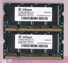 512MB 2x256MB PC2700S Infineon HYS64D32020GDL-6-C DDR-333 Laptop RAM SO-DIMM Kit picture