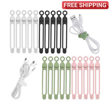Silicone Cable Ties Reusable Wires Management Straps Elastic Cord Fastening Loop picture