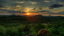 Landscape nature sunset sunlight sky trees low Custom Gaming Mat Desk picture