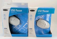 2X Belkin 3-Button USB Mouse White F8E813-USB Vintage Retro PC Mac New Open Box picture