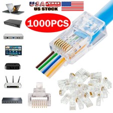 1000PCS CAT6 RJ45 Pass Through Network Cable Modular Plug Connector Open End picture