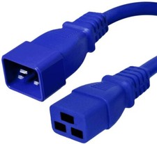 20 PACK LOT 1ft IEC C20 - C19 Blue Power Cord 12AWG 20A/2500W 100-250V 0.3M picture