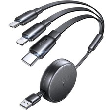 LISEN Multi Charging Cable, 3 in 1 Retractable Black picture