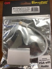 QVS Mini DisplayPort (Mini DP) to VGA Adapter Gold Plated 1080P Black picture