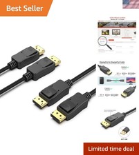 Superior 8K DisplayPort Cable 6 Feet - Braided, Bidirectional, 2 Pack picture
