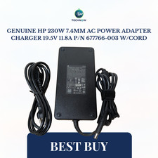 Genuine HP 230W 7.4mm AC Power Adapter Charger 19.5V 11.8A P/N 677766-003 w/Cord picture