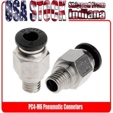 PC4-M6 Quick Fitting Pneumatic, Bowden PTFE Tube Connector, Silver, Pass Through picture