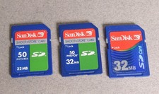 LOT OF 3 SANDISK 32MB Secure Digital (SD) Flash Memory Card picture