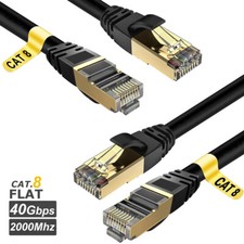 Long Black Ethernet Cable RJ45 CAT 8 7 LAN Network Cord Router Lead Lot [2PACK] picture
