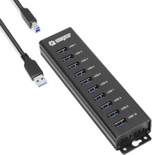 Hub USB 3.2 de 10 puertos con adaptador de corriente y cable para pc y laptop picture