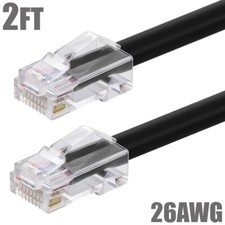 2FT CAT6A RJ45 Network LAN Ethernet Non-Boot Cable Cord 26AWG Copper Black picture