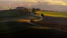 Landscape nature dawn sunrise farm trees field tuscany Custom Gaming Mat Desk picture
